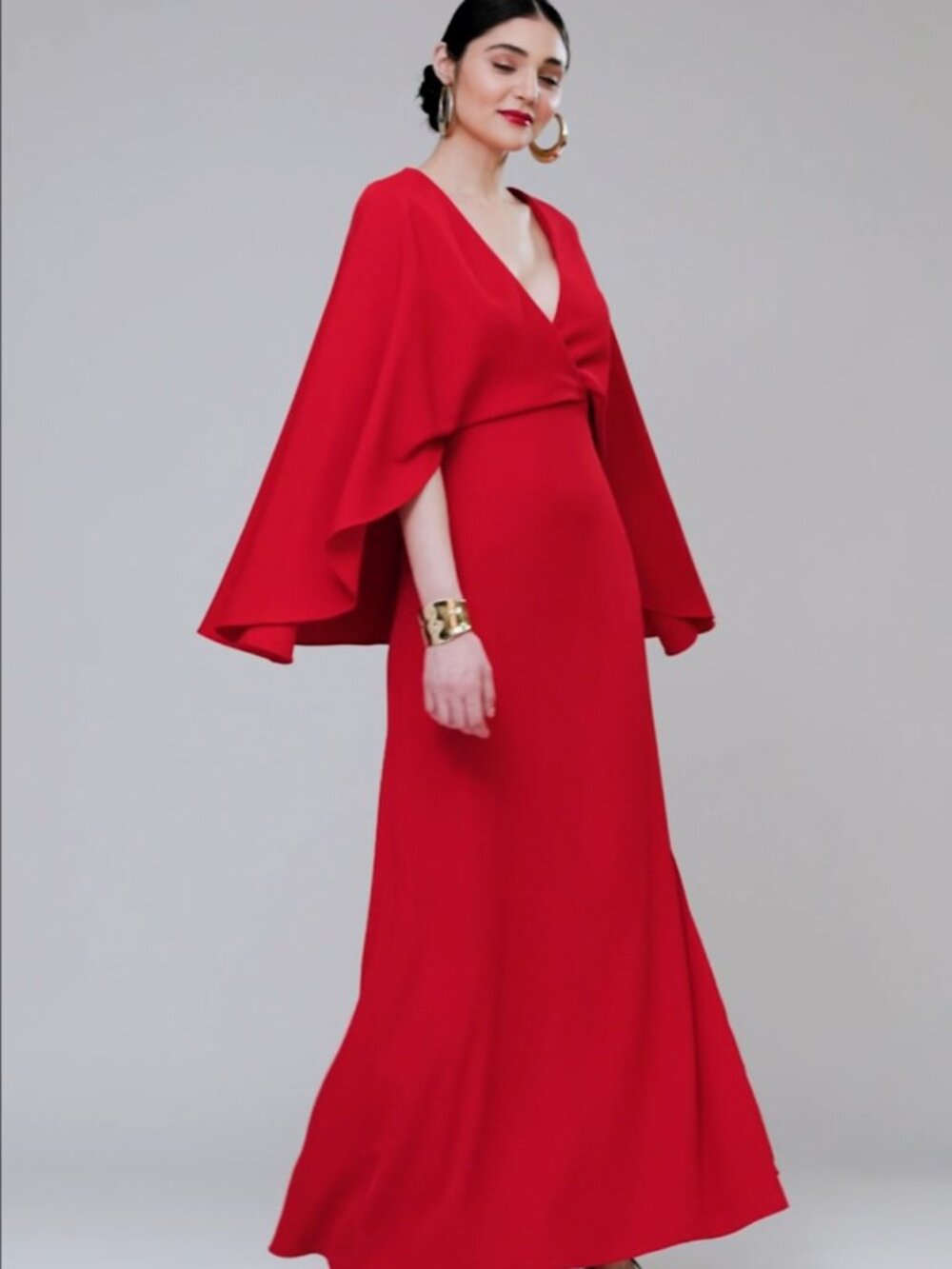 Halston Pinotage gown in fluid crepe